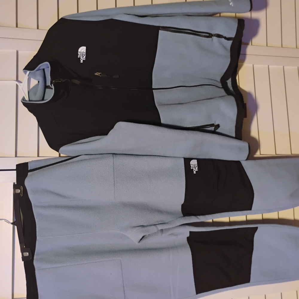 The North Face Black and Light Blue Fleece Set